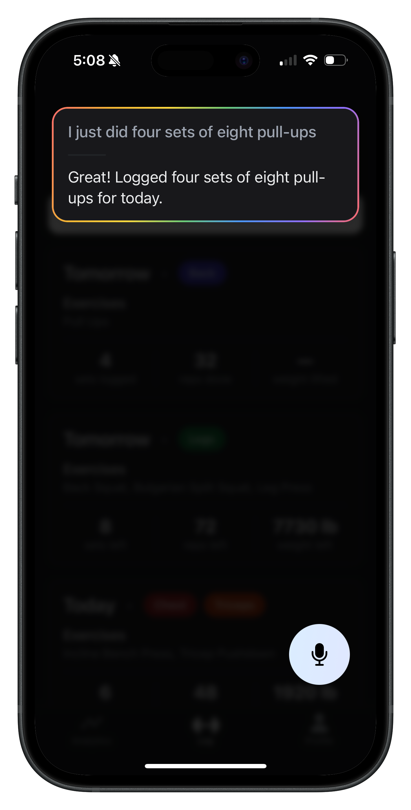 Voice-first interface of the Whisper Lift app